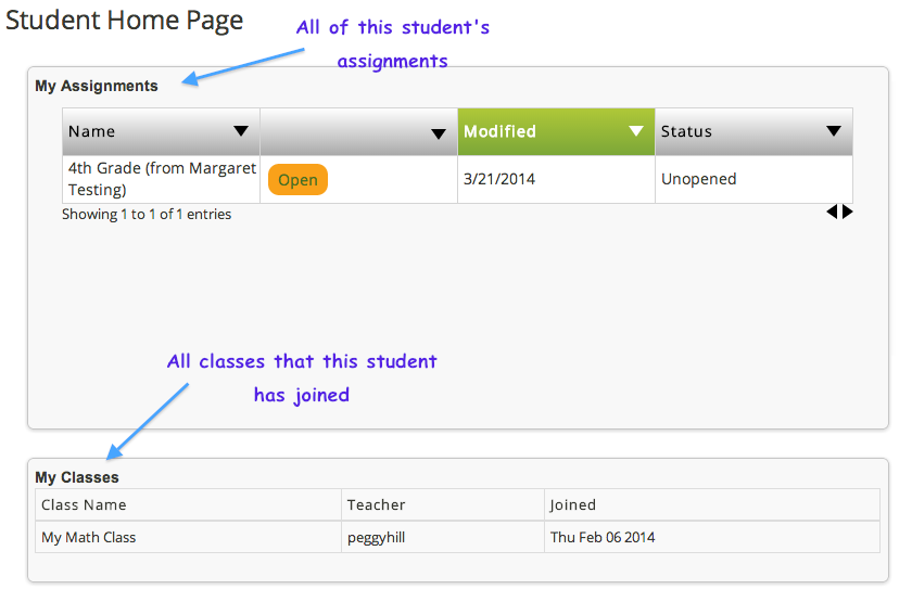 Student Home Page 